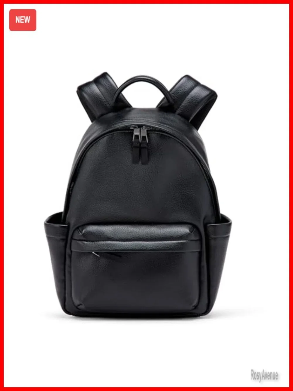 Faux Leather Small Backpack Adjustable Straps Zip